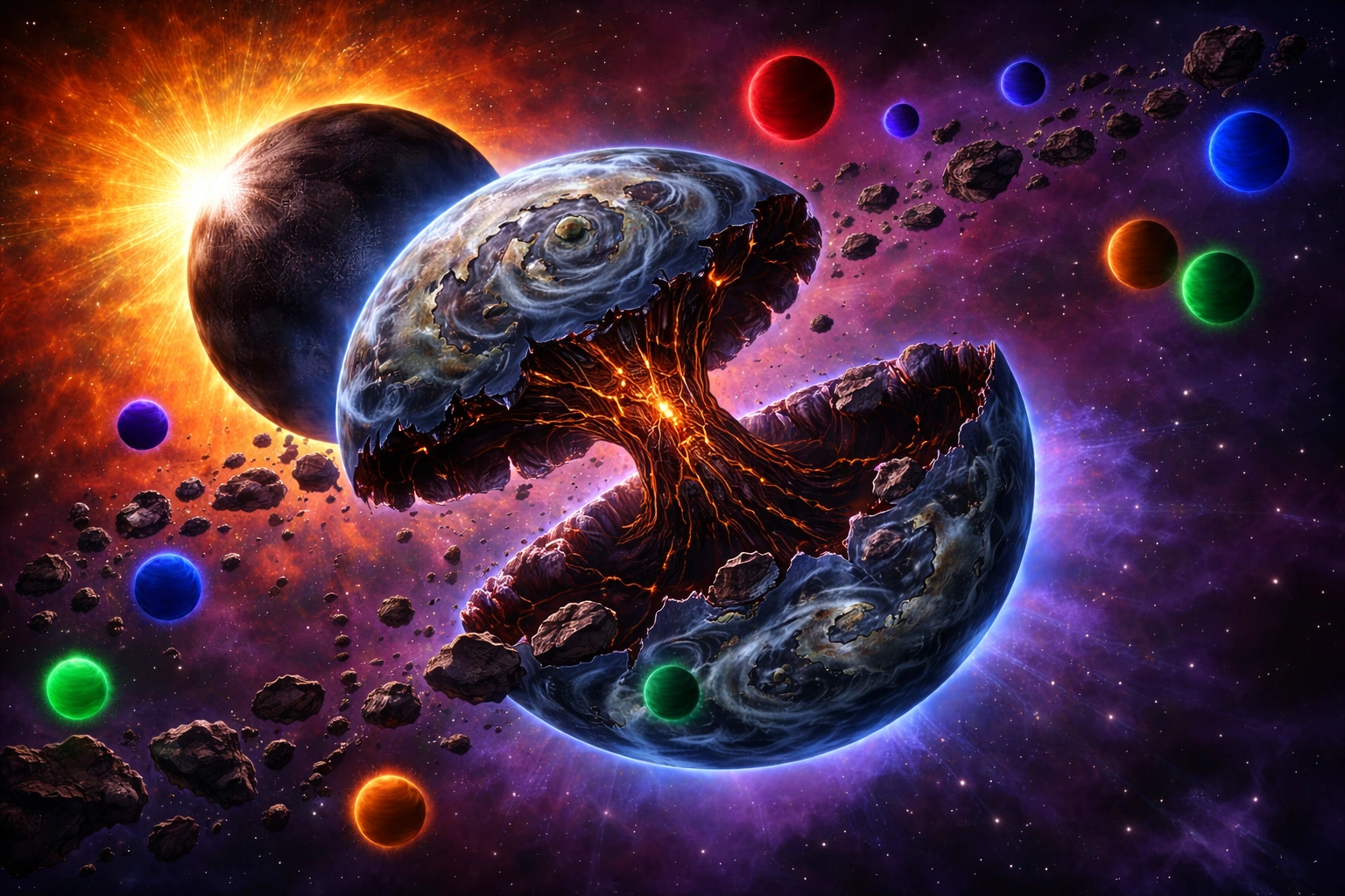Pilíř světů, mohutná osa rozlomené reality vystupující mezi dvěma částmi světa.